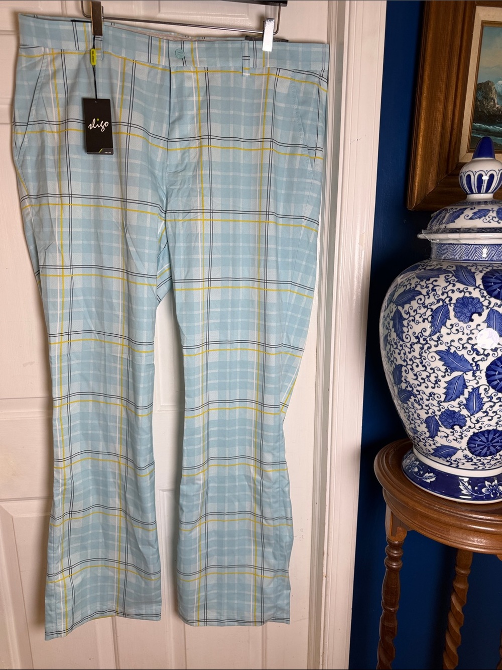 NWT Men’s Sligo Polyester & Spandex Plaid Performance Wear Golf Pants Sz 40 x 3